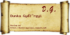 Dunka Györgyi névjegykártya